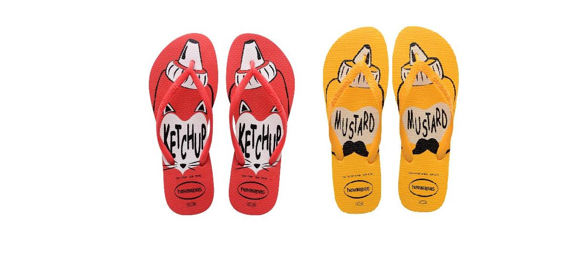 Divertidas e irreverentes estas Havaianas são um presente de dia dos namorados original para românticos pouco lamechas.