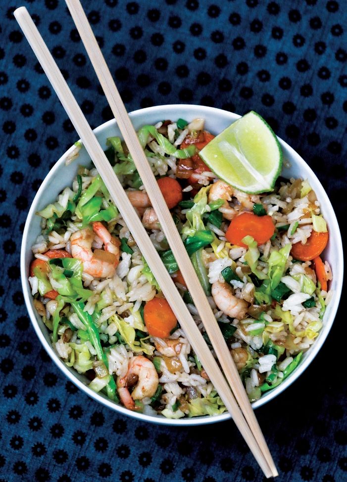 Arroz frito de camarão