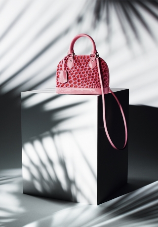 HandbagprintedMonogramvernisleather, neverfullandPalmSpringsbackpackprintedMonogram canvas,square in silk twill