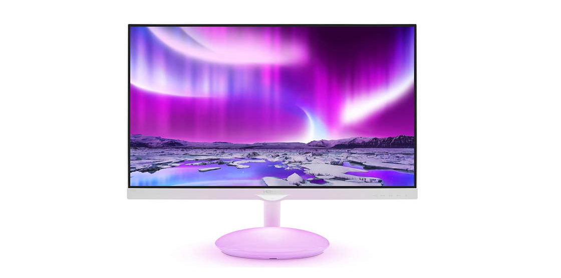 Um monitor com aura que enche a sala de luz