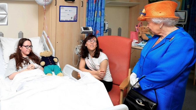 Britain’s Queen Elizabeth II visits Royal Manchester Children’s hospital