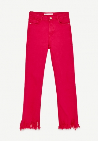 Calças de ganga mini flare cintura subida croped, Zara, €19,95