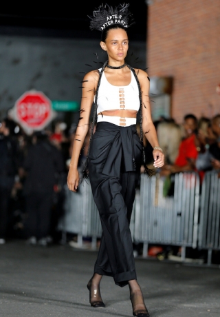 Model presents creations from the Alexander Wang Spring/Summer 2018 collection in New York