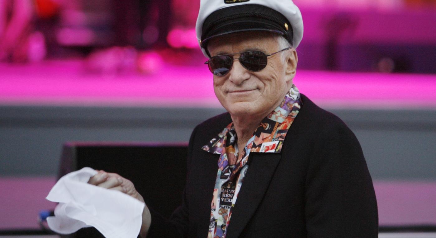 Hefner twirls napkin at 30th annual Playboy Jazz Festival in Hollywood