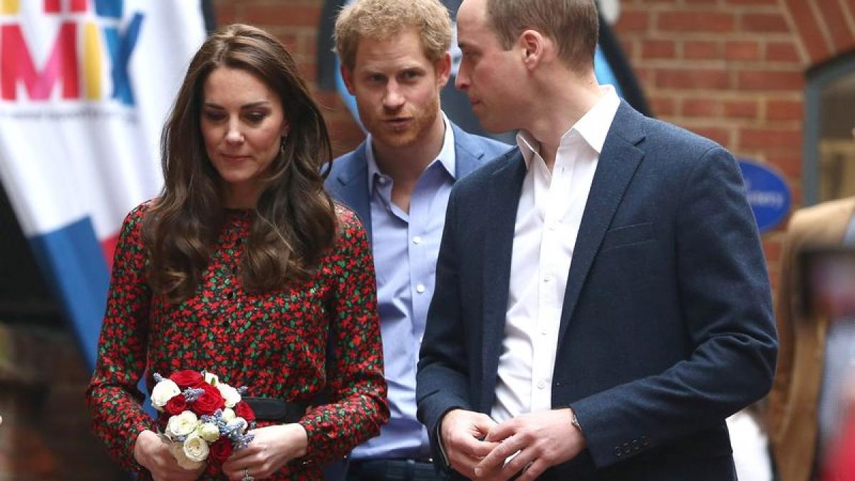 Britain’s Catherine, Duchess of Cambridge Prince Harry and Prince William leave the Harrow Club in London