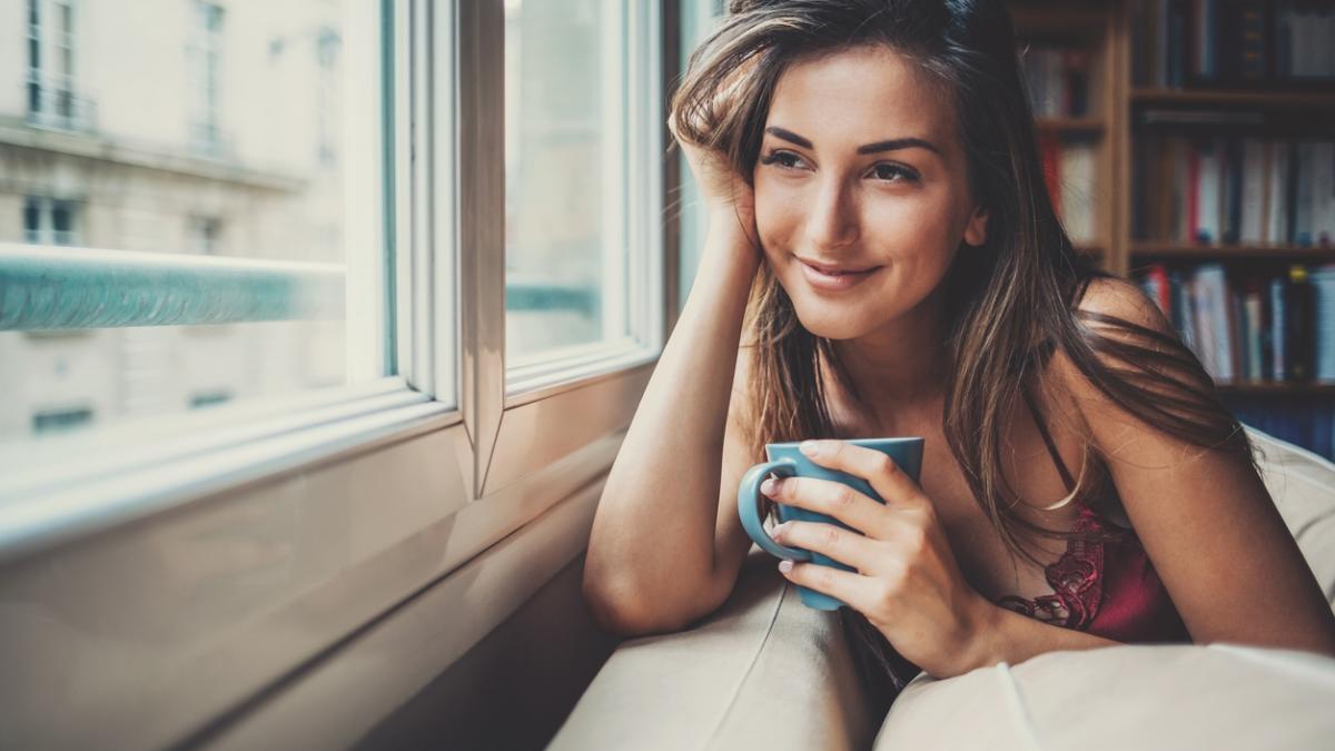 Happy and comfortable at home in the morning