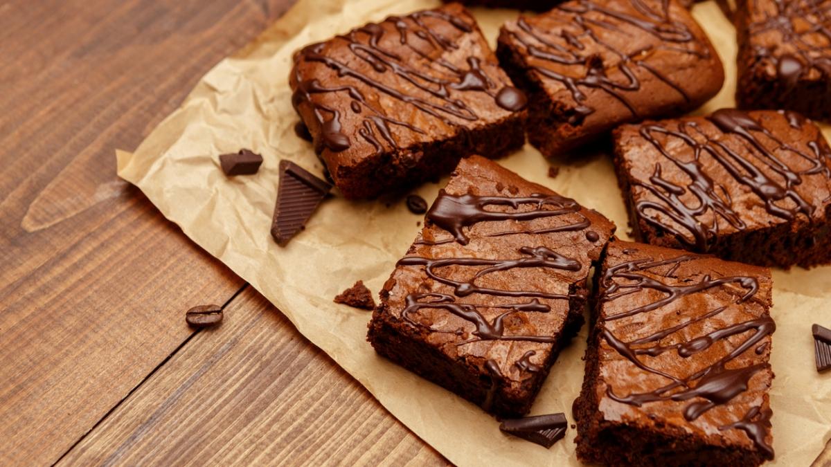 chocolate cake on a baking sheet