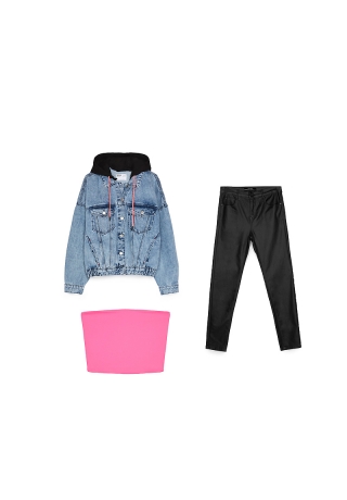 casaco-denim-Oversize-com-capuz,-Bershka,-€35,99