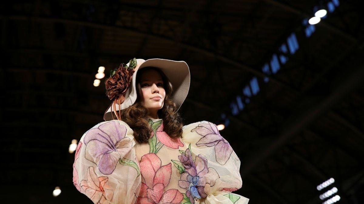 A model presents a creation from the Marc Jacobs Spring 2020 collection during fashion week in New York