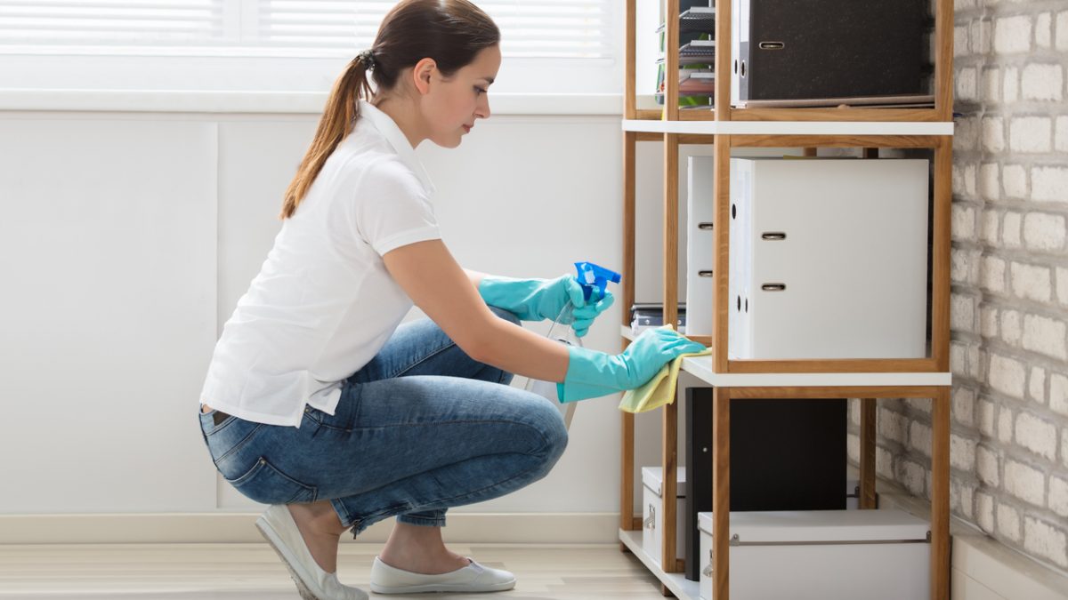 Woman Cleaning The Office