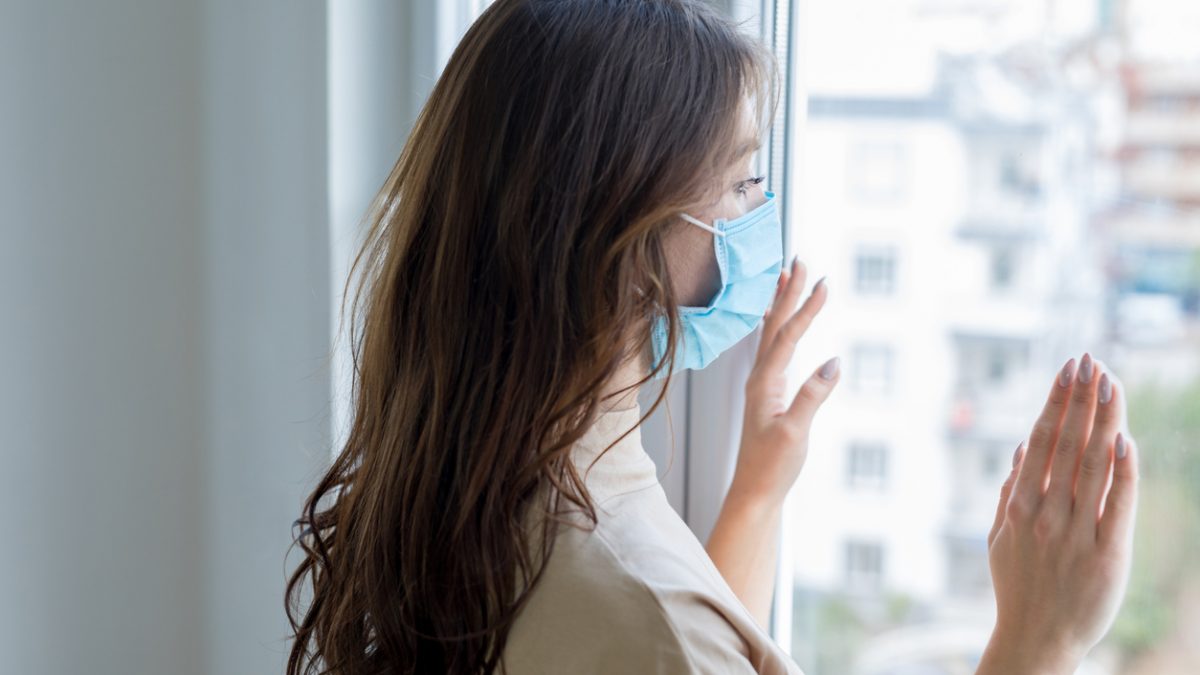 Young woman in isolation at home for coronavirus