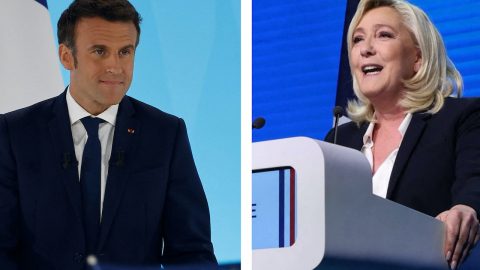 Emmanuel Macron e Marine Le Pen [Fotografia: Montagem AFP]