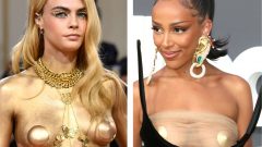 Cara Delevingne e Doja Cat MET GALA Billboard nipple pasties tapa mamilos