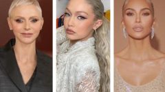 Princesa Charlene. Gigi Hadid e Kim Kardashian na cor de cabelo do verão 2022 [Montagem: Instagram]