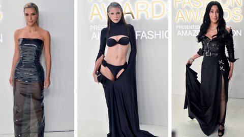 A socialite e empresária Kim Kardashian, a atriz Julia Fox e a cantora Cher CFDA gala