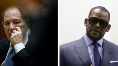 Produtor Harvey Weinstein e o rapper R Kelly [Fotografia: Montagem ETIENNE LAURENT / POOL / AFP e JOSHUA LOTT / AFP]