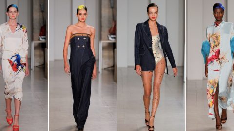 Desfile de Carlos Gil para primavera-verão 2024, na ModaLisboa [Fotografia: Montagem ModaLisboa/Ugo Camera]