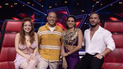 Bárbara Tinoco, Carlão, Cuca Roseta e Nininho Vaz Maia no 'The Voice Kids' [Fotografia: Divulgação/RTP]