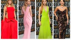 Atrizes Suki Waterhouse, Claire Danes, Jessica Chastain e Selena Gomez na gala dos Emmy Awards passadeira vermelha