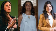 Isabel Mendes Lopes, Paula Santos e Inês Sousa Real [Foptografia: Montagem Livre/Pedro GUerra e Reinaldo Rodrigues/Arquivo Global Imagens]
