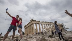 Acrópole Atenas fechar tempo quente calor
