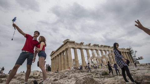 Acrópole Atenas fechar tempo quente calor