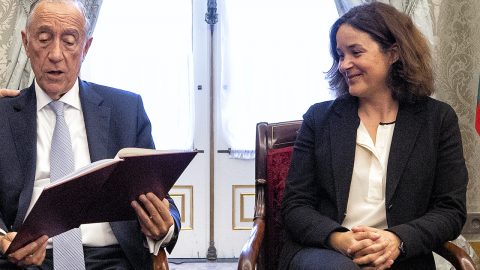 Presidente Marcelo Rebelo de Sousa e a consultora do Presidente da República para os Assuntos Sociais, Sociedade e Comunidades, Maria João Ruela