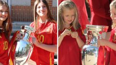 Princesa Leonor e Infanta Sofia em 2024 e em 2012 seleção espanhola Euro