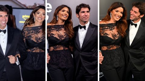 Maria Cerqueira Gomes e Cayetano Rivera na apresentação do documentário sobre a apresentadora para a Prime Video [Fotografia: Montagem DR/Pedro Melo e Salvador Colaço]