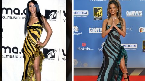 Aaliyah nos MTV VMAs em 2002 e Tyla nos MTV EMA em 2024